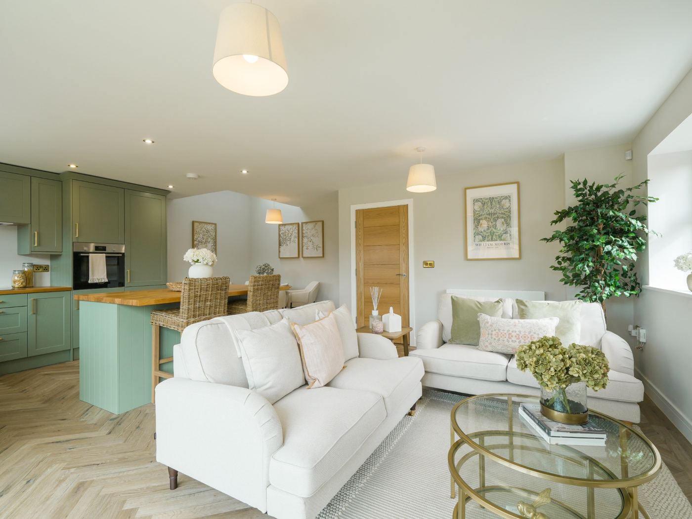 Open-plan living room and kitchen at Dalton Fields